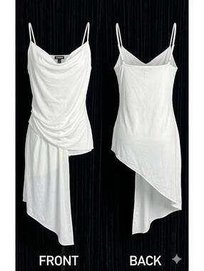 🤍 Y2K EXPRESS Spaghetti Strap Asymmetrical Ruffle Cami Tank Top Size XL 12-4🤍